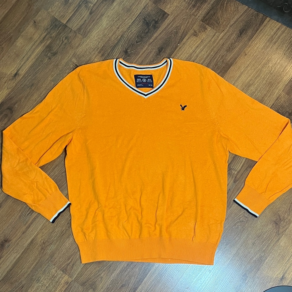 American Eagle Outfitters Papaya Orange V-Neck Sweater